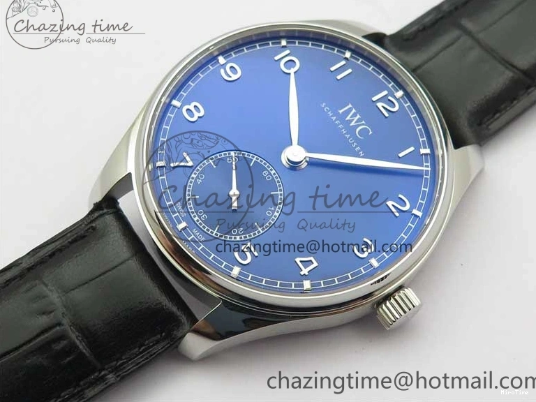 MIROTIME 0426 TimelessDesign Portuguese IW358304 ZF 1:1 Best Edition SS Blue Dial on Leather Strap A 7078